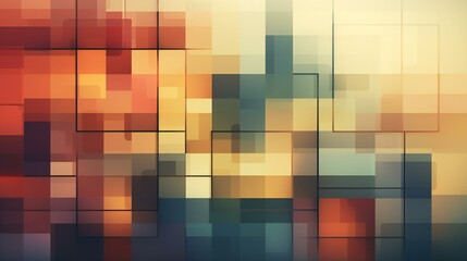 Abstract Geometric Shapes in Warm and Cool Tones Creating a Mosaic
