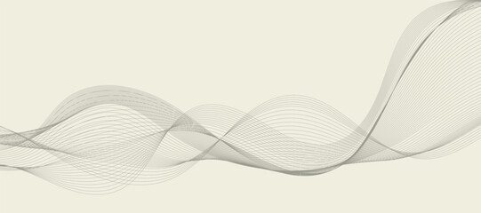 Abstract wave element for design. Digital frequency track equalizer. Stylized line art background. Vector illustration. Wave with lines created using the blend tool. Curved wavy line, smooth stripe.