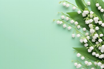  Romantic gentle flower background, lily of the valley on a blue background