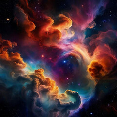 Obraz na płótnie Canvas Celestial Symphony, A Dance of Colors in the Galactic Nebula