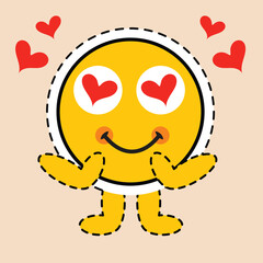 vector love emoji,  realistic social media emoji, vector illustration, vector cartoon showing love