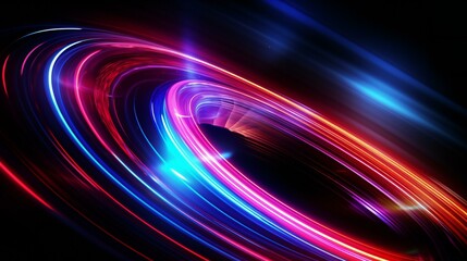 Obraz premium Cosmic Dance of Light Trails in Vivid Red and Blue Against the Dark Universe