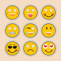 vector mixed emoji set, Collection of emoticon stickers, smileys collection