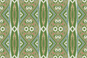 Ikat paisley embroidery on the fabric in Indonesia and other Asian countries.geometric ethnic oriental seamless pattern.Aztec style. illustration.design for texture,fabric,clothing,wrapping,carpet.