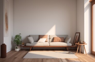 bright modern living room with a sofa in a minimalist style