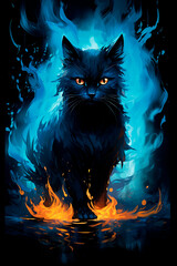 A fantasy witch cat. Generative AI