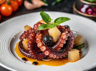 Fresh grilled octopus seafood gourmet cuisine
