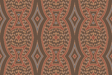 Ikat Paisley Embroidery on the Fabric in Indonesia,india and Asian countries.geometric Ethnic Oriental Seamless pattern.aztec Style. illustration.design for Texture,fabric,clothing,wrapping,carpet.