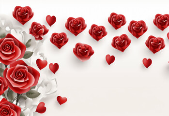 red rose petals on white background generating by AI technology