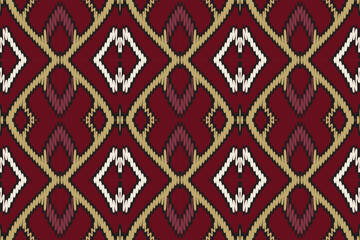 Ikat Paisley Embroidery on the Fabric in Indonesia,india and Asian countries.geometric Ethnic Oriental Seamless pattern.aztec Style. illustration.design for Texture,fabric,clothing,wrapping,carpet.
