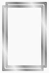 Silver metal frame isolated on white. Vector frame for text, photo, certificate, pictures, diploma