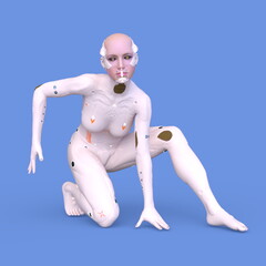 女性サイボーグ　3DCG レンダリング