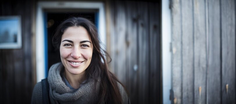 Smiling attractive mature Middle Eastern woman looking at the camera