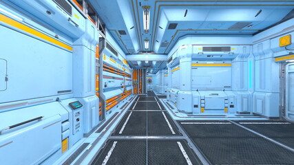 Obraz premium 宇宙船通路 3DCG レンダリング