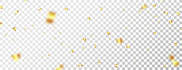 3D Party Gold Confetti on Transparent Background