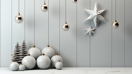 Christmas white background with christmas balls AI generated illustration