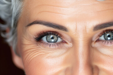 Close up of an older woman's eyes.