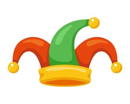 jester hat with bells. flat vector illustration