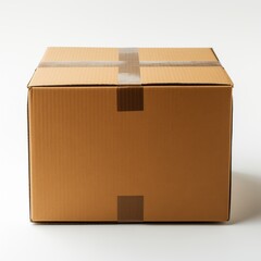 Blank Slate: A Closeup of an Empty Cardboard Box on a White Background - obrazy, fototapety, plakaty