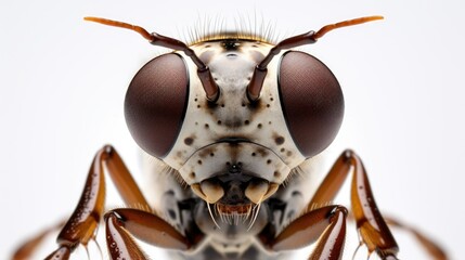 Microscopic View of Intricate Insect Eyes on a Pristine Background - obrazy, fototapety, plakaty