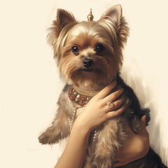 Regal Elegance: A Young Queen and Her Beloved Yorkshire Terrier