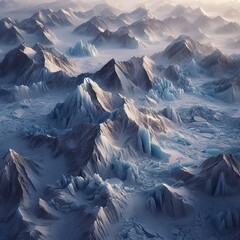Mountains snow valley winter ice concept illustration environment