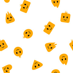 Colorful seamless happy emoji pattern in vintage style