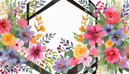 blossoms collection watercolor flower and floral geometric frame 2