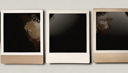 set of three vintage polaroid instant photo frames in different formats isolated graphic design elements - obrazy, fototapety, plakaty