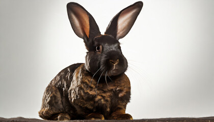 rex rabbit sitting against white background