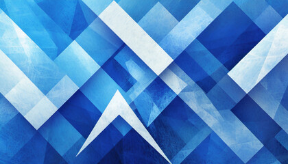 modern abstract blue background design with layers of textured white material in triangle diamond...