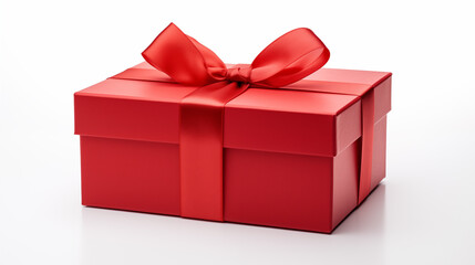 Obraz premium Red holiday present. Valentine's day, wedding, anniversary, birthday gift box isolated on white background