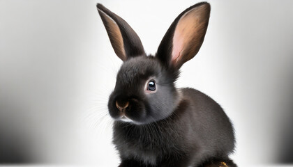 black little rabbit isolated on white background
