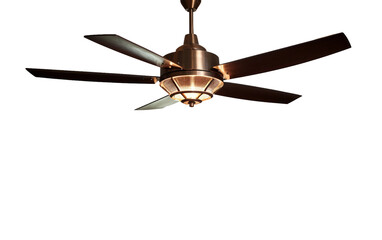 Ceiling Fan and light on transparent background.