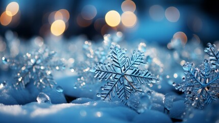 Obraz na płótnie Canvas color photo of snowflakes a mesmerizing closeup cap AI generated illustration