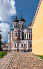 Orthodox Cathedral Alexander Nevsky in old town of Tallinn, Estonia.