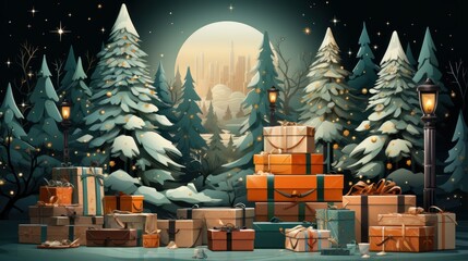 Festive Fairytales Illustration with bold outlines AI generated illustration