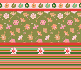 Daisy Seamless Pattern Pattern Block Boarder Stripes and Floral Coordinate