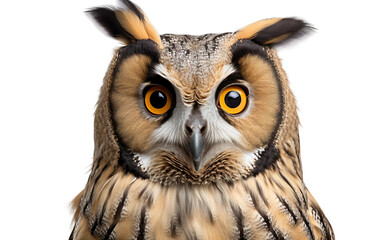 Long eared Owl Asio otus on transparent background.