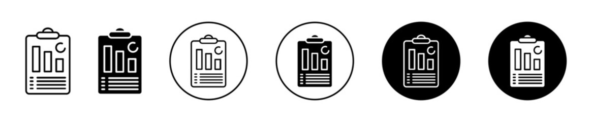 Summary icon set. brief vector symbol. business survey icon in black filled and outlined style.