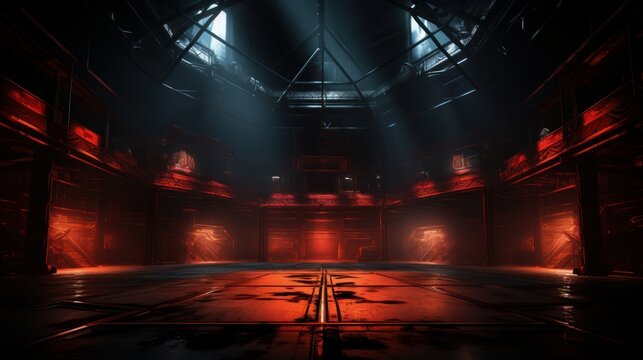 In the fighting cage Interior view of sport arena AI generated illustration
