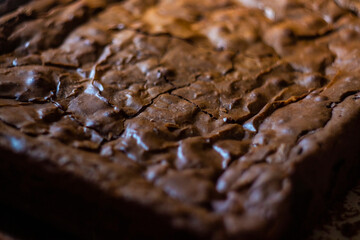A big piece of dark chocolate brownie. Small square.