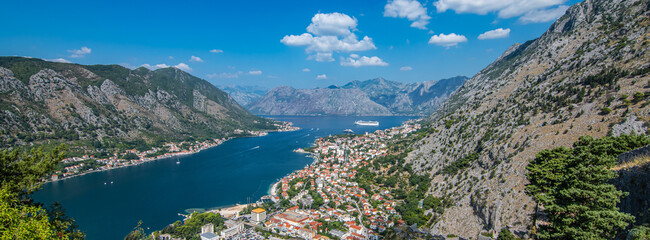 Bay of Kotor, Montenegro. Panoramic view. - obrazy, fototapety, plakaty
