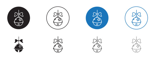 Jingle bell line icon set. Christmas traditional ring ball vector illustration for UI designs.