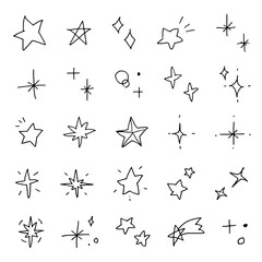 手描き風のかわいい星のアイコンセット
