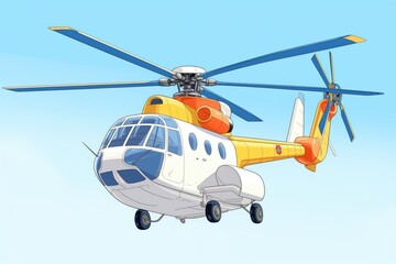 Obraz na płótnie Canvas close-up of a civilian helicopter on a clear blue sky background