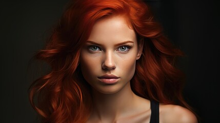 Fototapeta premium studio portrait of a red-haired model expressing attitude.