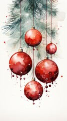 Minimalistic watercolor Christmas poster AI generated illustration