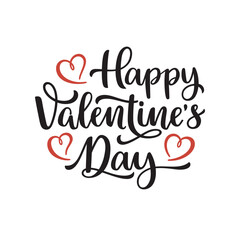 Happy Valentines day hand lettering composition with hearts