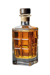 Whiskey bottle, isolated. Transparent whiskey bottle. Mockup ready, unbranded. - obrazy, fototapety, plakaty